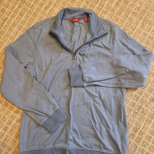 Izod Blue Striped Quarter-Zip Pullover